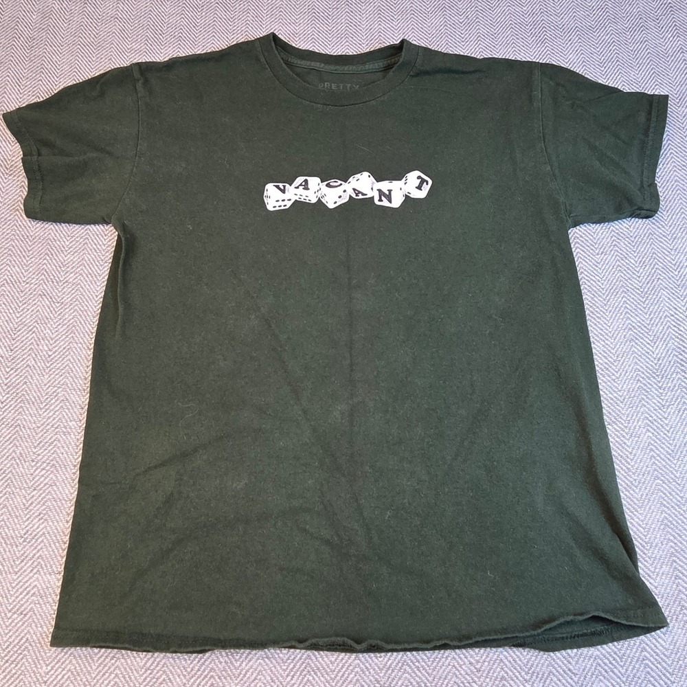 Pretty Vacant Mens Medium Forest Green Dice Graphic T-Shirt Cotton Streetwear